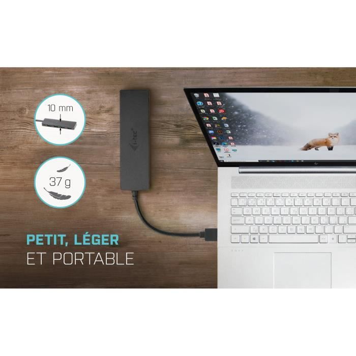 USB-C HUB I-TEC with 4 USB 3.0 Ports with Integrated Cable 20cm