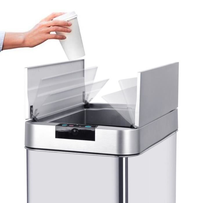 KITCHEN MOVE Automatic bin SILVERLAKE - 60L - Stainless steel with strapping