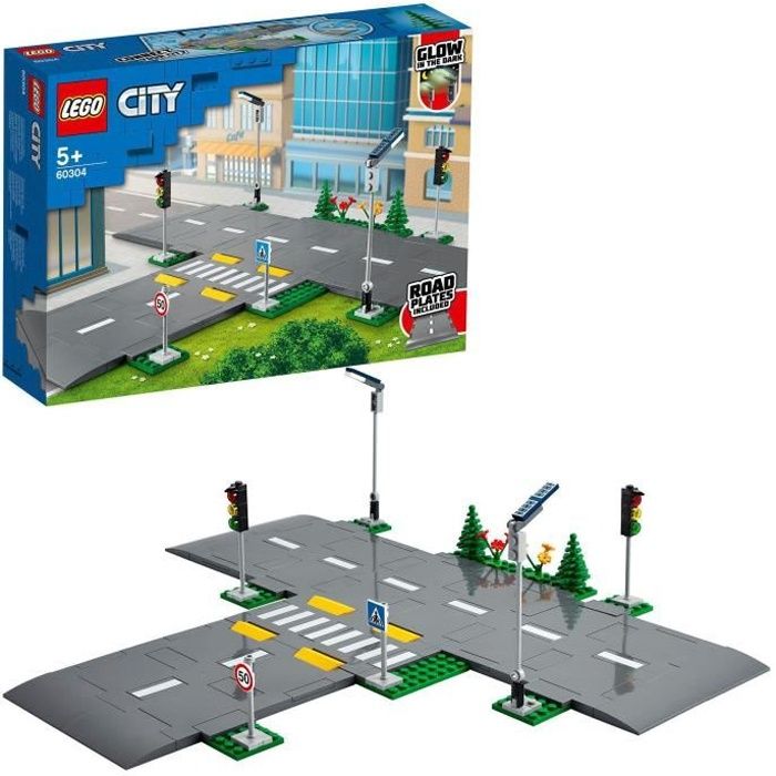 LEGO City 60304 Intersection to assemble, City construction game with panels and roads to be assembled for boy or girl