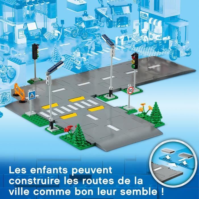 LEGO City 60304 Intersection to assemble, City construction game with panels and roads to be assembled for boy or girl
