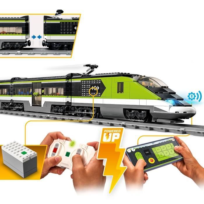 LEGO 60337 City Express Passenger Train, Remote Control Locomotive Toy with Headlights, Tracks, Food Car, Ages 7 and up