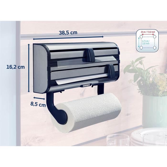 LEIFHEIT Paper towel dispenser aluminum film Parat Royal 25793 Leifheit practical wall-mounted dispenser 3 rolls with sharp blades