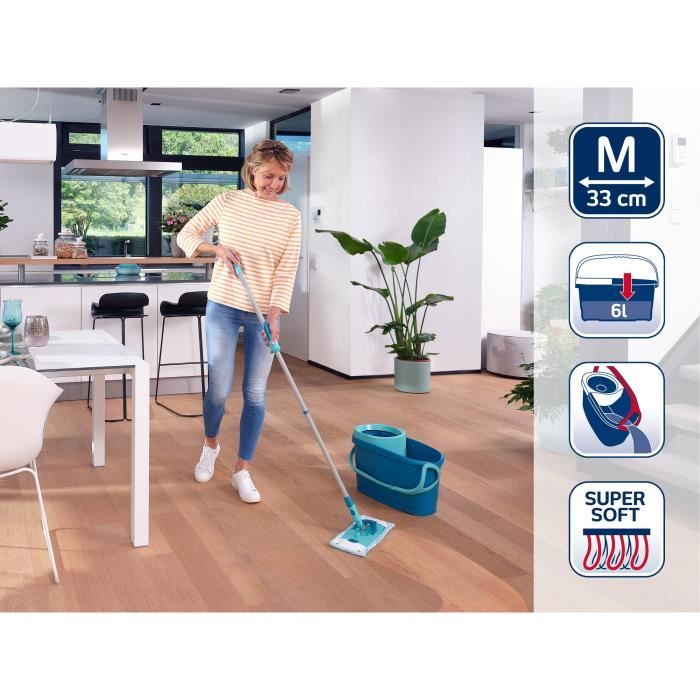 LEIFHEIT Clean Twist M Ergo 52120 Floor cleaning set - Floor mop with 33 cm cover and bucket with easy rotating spin