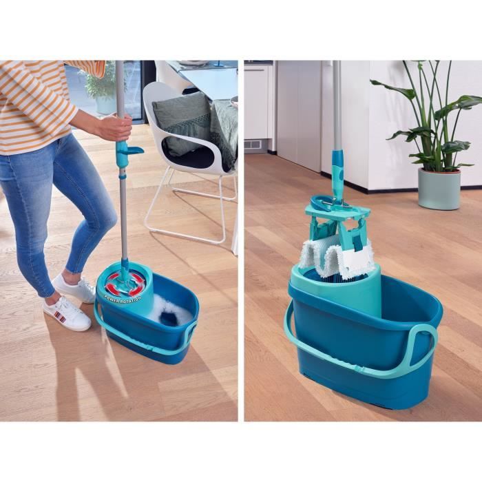 LEIFHEIT Clean Twist M Ergo 52120 Floor cleaning set - Floor mop with 33 cm cover and bucket with easy rotating spin