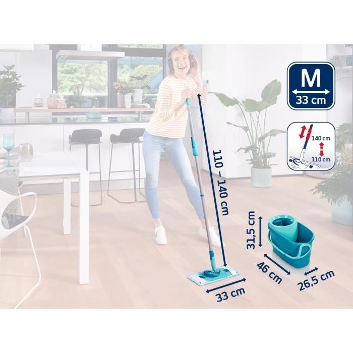 LEIFHEIT Clean Twist M Ergo 52120 Floor cleaning set - Floor mop with 33 cm cover and bucket with easy rotating spin