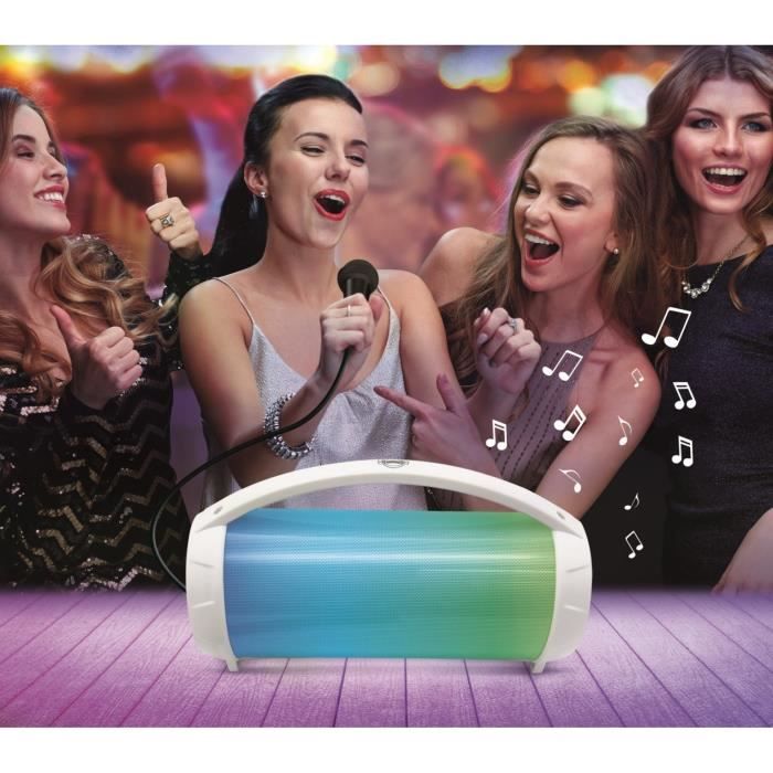 FLASHBOOM Fully illuminated portable Bluetooth speaker with detachable wired microphone iParty - LEXIBOOK