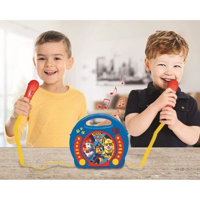 LEXIBOOK - PAT 'PATROUILLE - CD Player Kid Karaoke with 2 microphones - Child - Boy - From 3 years