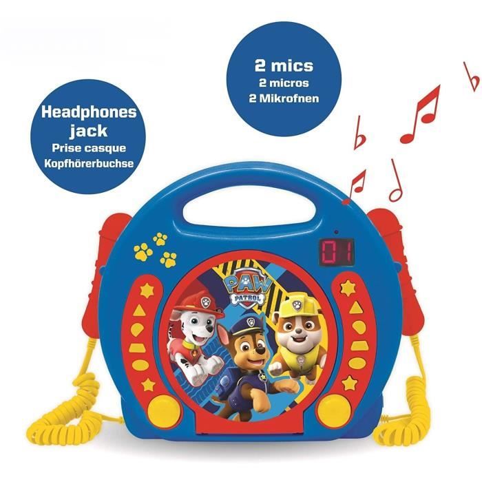 LEXIBOOK - PAT 'PATROUILLE - CD Player Kid Karaoke with 2 microphones - Child - Boy - From 3 years