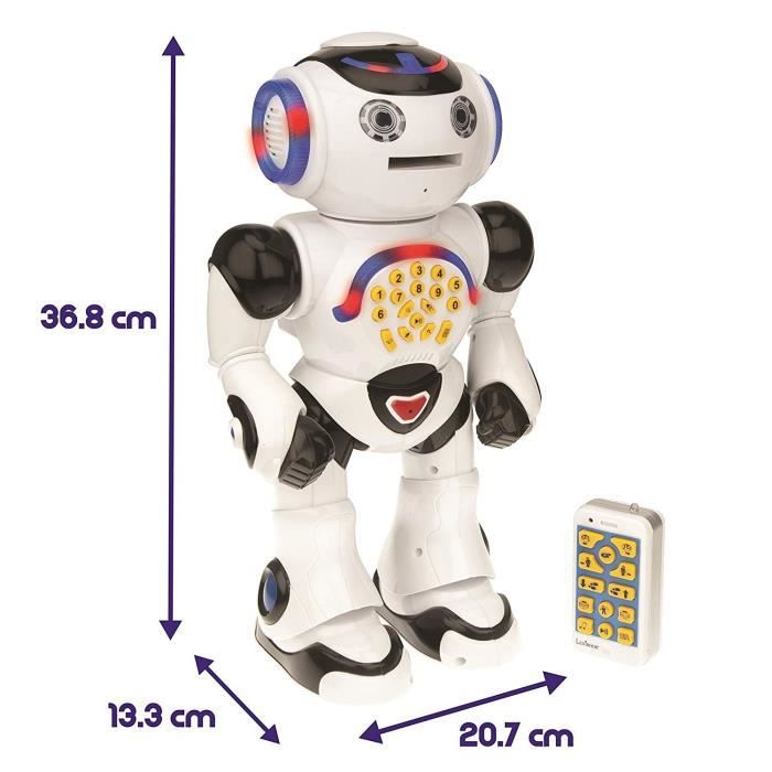 LEXIBOOK Powerman - Interactive Educational Robot for Playing and Learning, Dancing, Music Play, Educational Quiz, Spear Discs