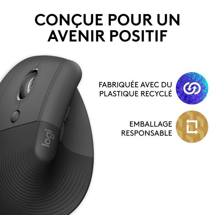 Logitech Lift Left Ergonomic Vertical Wireless Mouse for left-handed, Bluetooth or Logi Bolt USB receiver, Silent