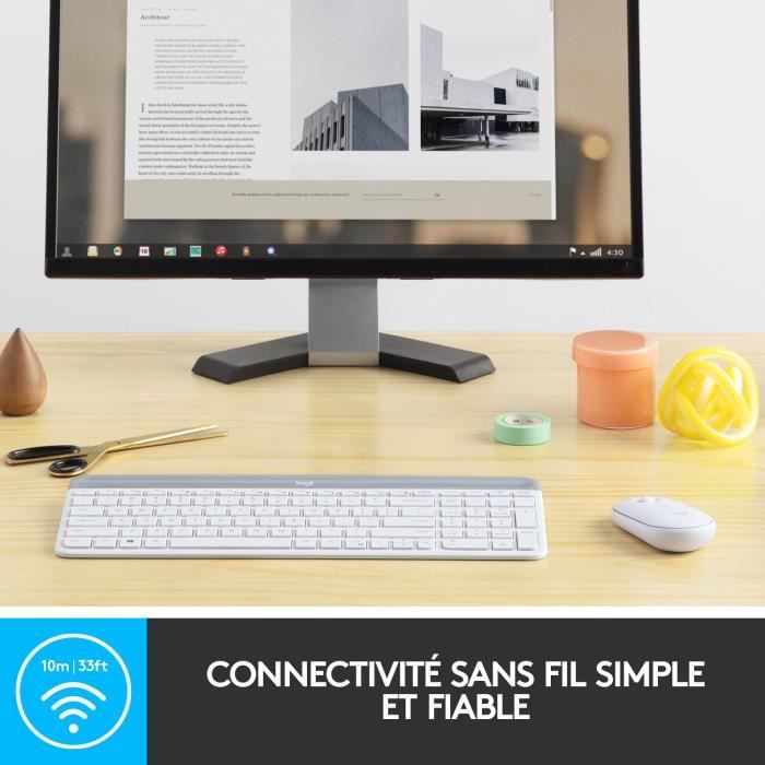 LOGITECH - MK470 Wireless Keyboard + Mouse Set - AZERTY - White