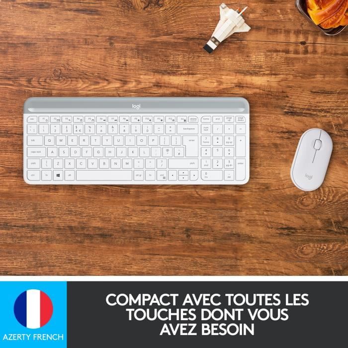 LOGITECH - MK470 Wireless Keyboard + Mouse Set - AZERTY - White