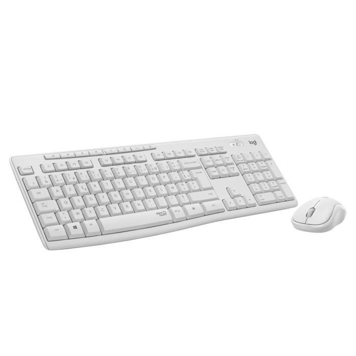 Pack Keyboard Mouse - Wireless - Logitech - MK295 - SilentTouch - Numeric keypad - French AZERTY keyboard - White