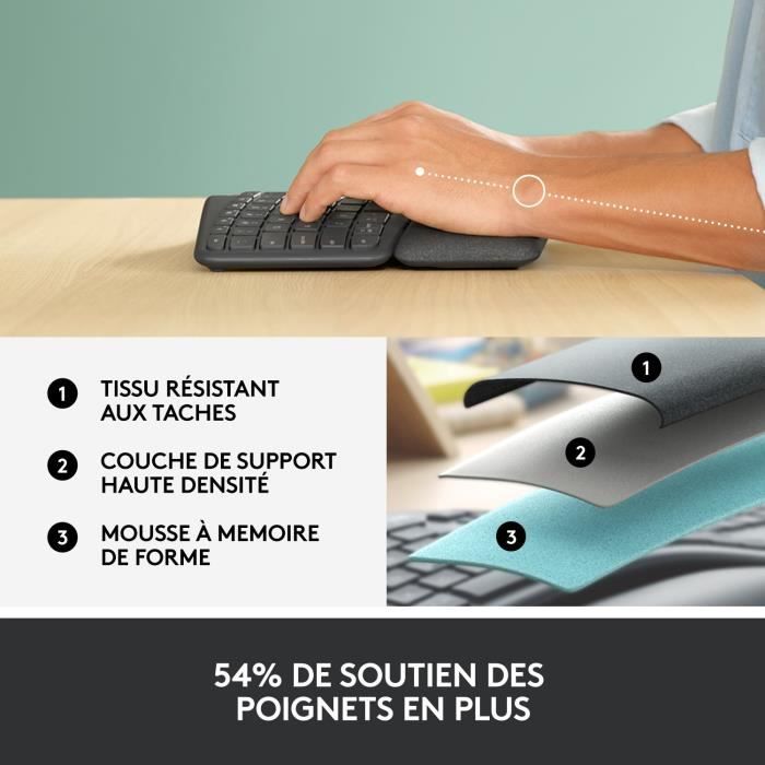Ergonomic keyboard - Wireless - LOGITECH - K860 ERGO - Keyboard position in two parts