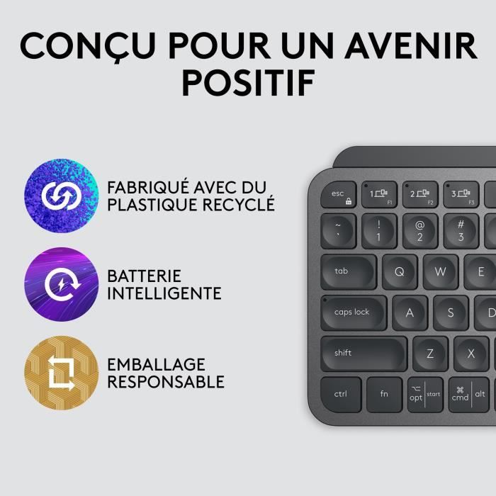 Logitech Wireless Keyboard - MX Keys Mini - GRAPHITE - Compact, Bluetooth, Backlit for MAC, iOS, Windows, Linux, Android
