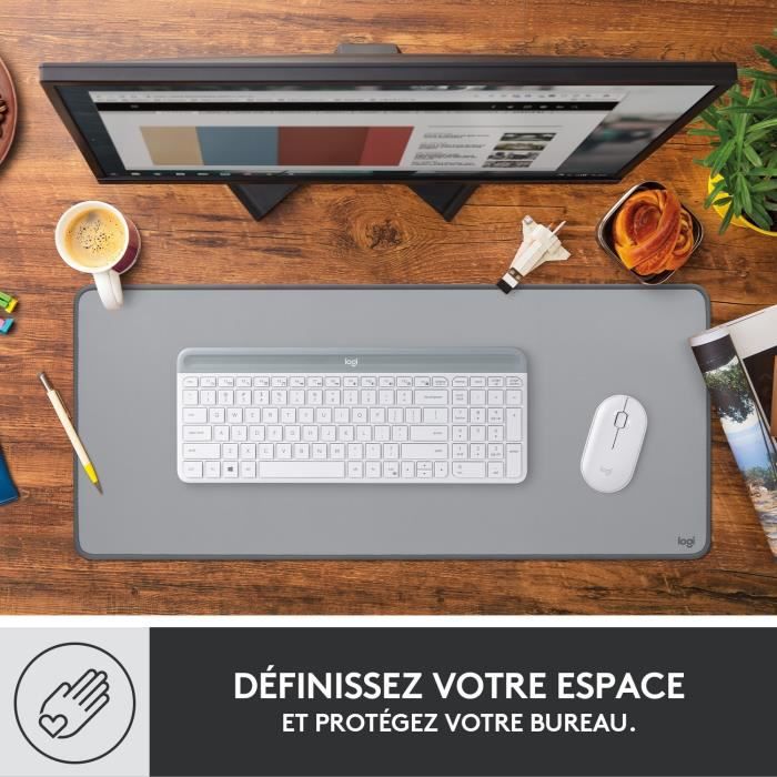 Large Desk Mat - Logitech Desk Mat - Studio Series, Multifunctional and Extended - Gray