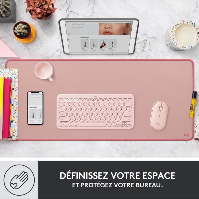 Large Desk Mat - Logitech Desk Mat - Studio Series, Multifunctional and Extended - Pink