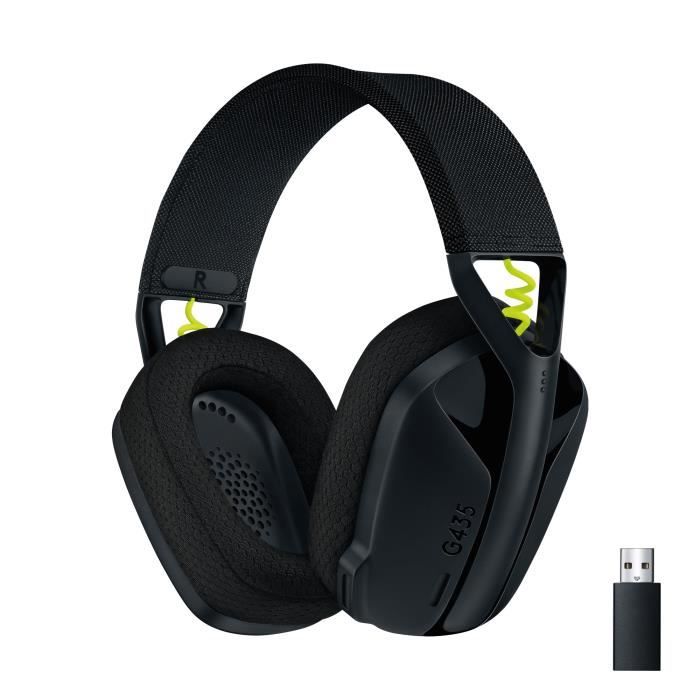 Logitech Wireless Gaming Headset - G435 LIGHTSPEED - BLACK - Lightweight Bluetooth with Built-in Mic for Dolby Atmos, PC, PS4, PS5, Mobile