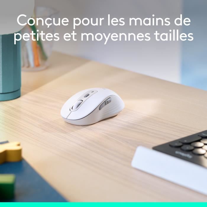 Logitech Signature M650 Wireless Mouse - Silent, Bluetooth, Programmable Buttons - White