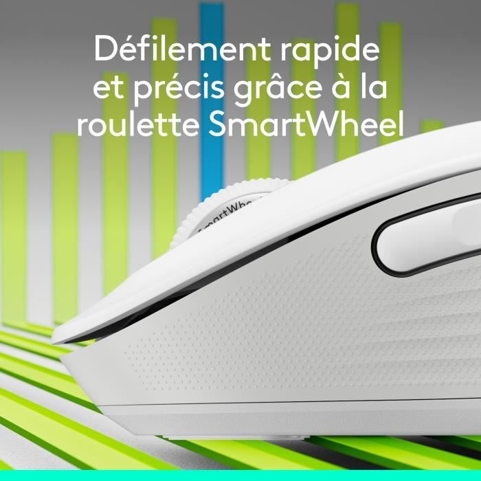 Logitech Signature M650 L Wireless Mouse - Silent Large Size, Bluetooth, Programmable Buttons - White