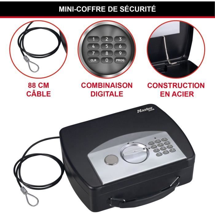 MASTER LOCK Portable Security Case for Travel with Cable - Electronic Combination + Key