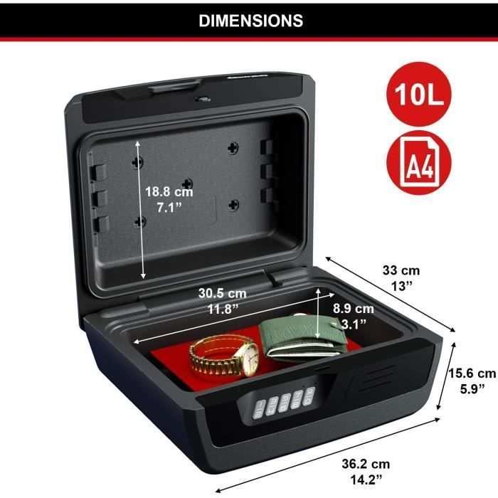 MASTER LOCK Safety lining / Safe - Fireproof and waterproof - Electronic combination - 10L