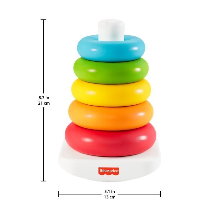 Fisher-Price Rainbow Pyramid Classic Stacking Rings in Plant-Based Materials - Early Learning Toy - From 6 Months