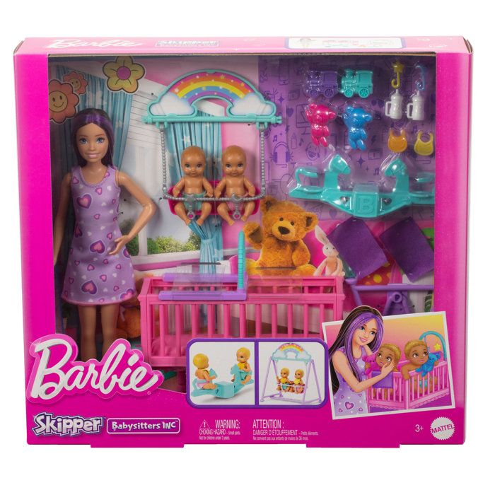 Barbie-The Twins' Room-Skipper Playset, Babies and Accessories HXM99