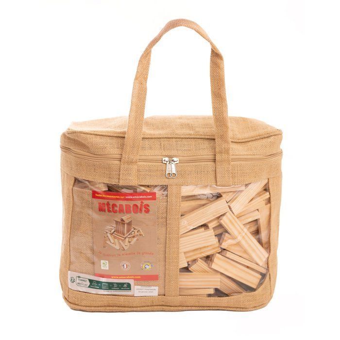 Mécabois Bag of Jutes 400 pieces - Wooden board construction games - sheltered in France