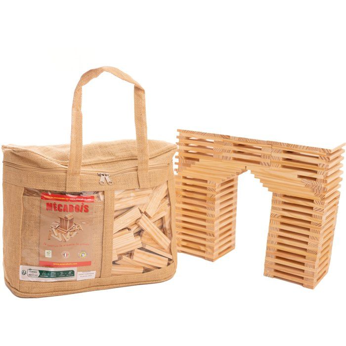 Mécabois Bag of Jutes 400 pieces - Wooden board construction games - sheltered in France