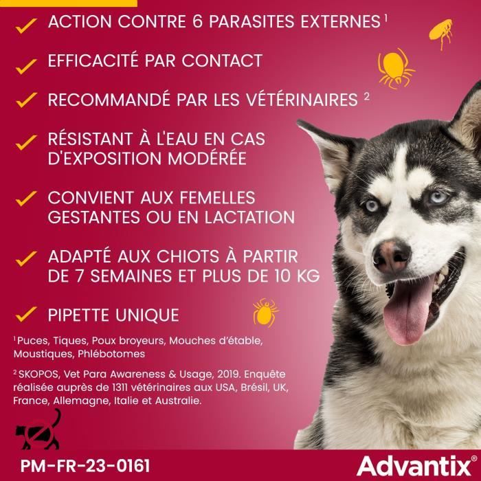 ADVANTIX 4 antiparasitic pipettes - For medium dogs from 10 to 25kg