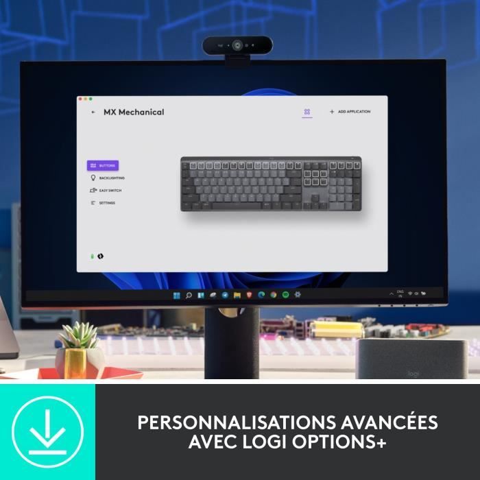 Logitech - Wireless Keyboard - MX - Mechanical - Performance Backlit - Graphite
