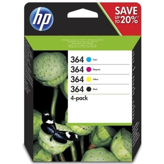 HP 364 pack of 4 genuine black / cyan / magenta / yellow ink cartridges for HP DeskJet 3070A and HP Photosmart 5525/6525 (N9J73AE)