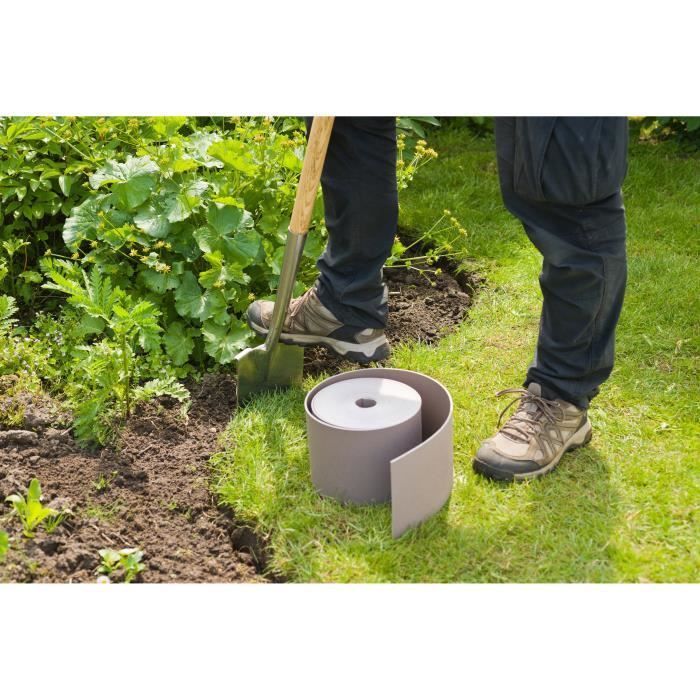 NATURE Polypropylene garden border - Thickness 3 mm - H 15 cm x 10 m - Beige taupe
