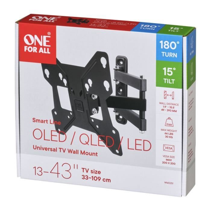 ONE FOR ALL WM2251 - Tilt & Rotate Wall Mount (180 °) for TVs from 13 to 40 (33 to 102cm) - Black