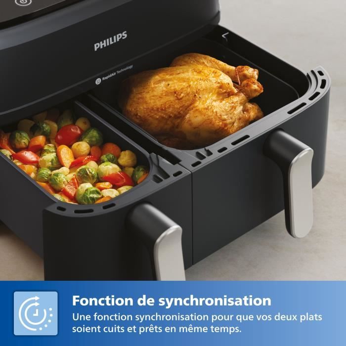 Oil-free fryer - PHILIPS - Airfryer XXL NA351/00 - Double tank 9L - 8 presets - Black