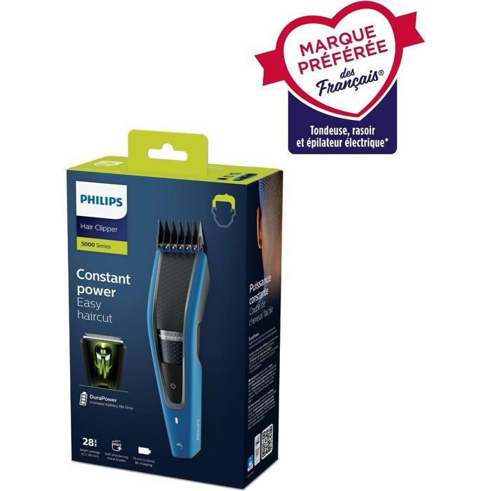 PHILIPS Hair & Beard Trimmer Series 5000 HC5612/15, 3 combs (2 hair + 1 beard), DualCut technology