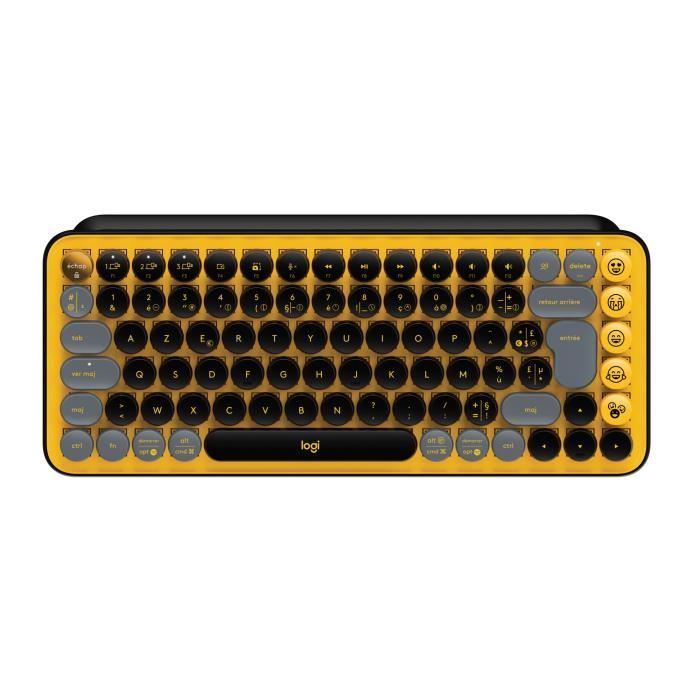 Logitech Wireless Keyboard - Mechanical POP Keys with Customizable Emoji Keys, Bluetooth or USB, Durable Compact Design - Yellow
