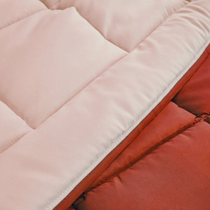 POYET MOTTE Quilt Microfiber 400g / m² CALGARY - 140 x 200 cm - Pebble gray and Brown gimgembre