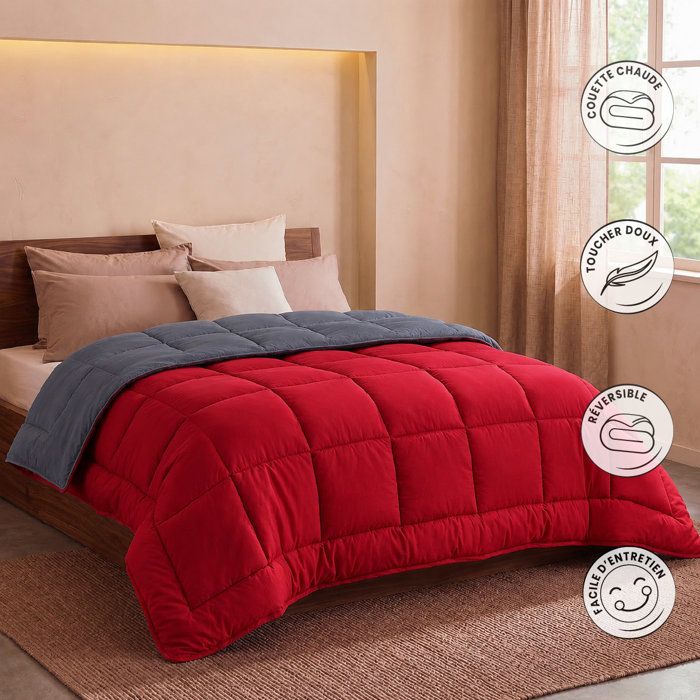 HUDSON Light microfiber duvet 200g / m² 220x240cm Gray & Red
