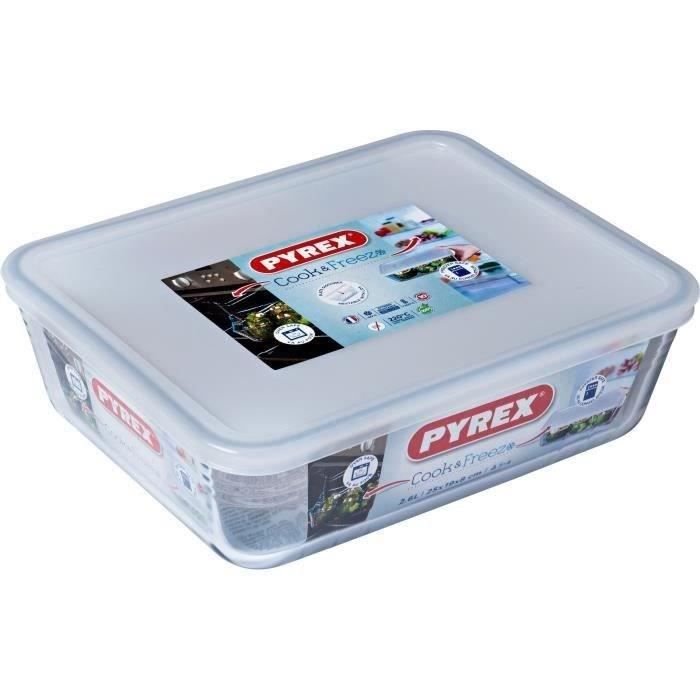 PYREX - 243P000 / 7046 - Rectangular dish with lid - 25cm * 19 cm - Pyrex Cook & Freeze