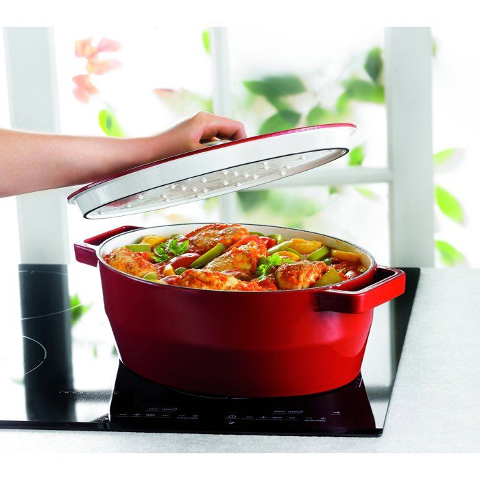 PYREX Slow Cook oval casserole - 3,8 L - Red - All heat sources including induction