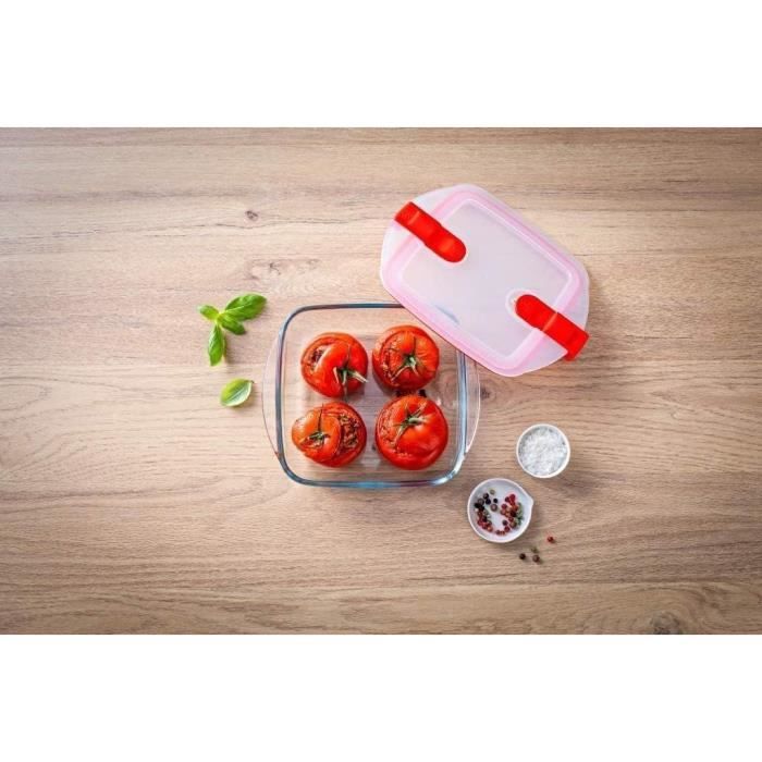 PYREX - COOK & HEAT - Square glass box with lid 20 * 17 cm