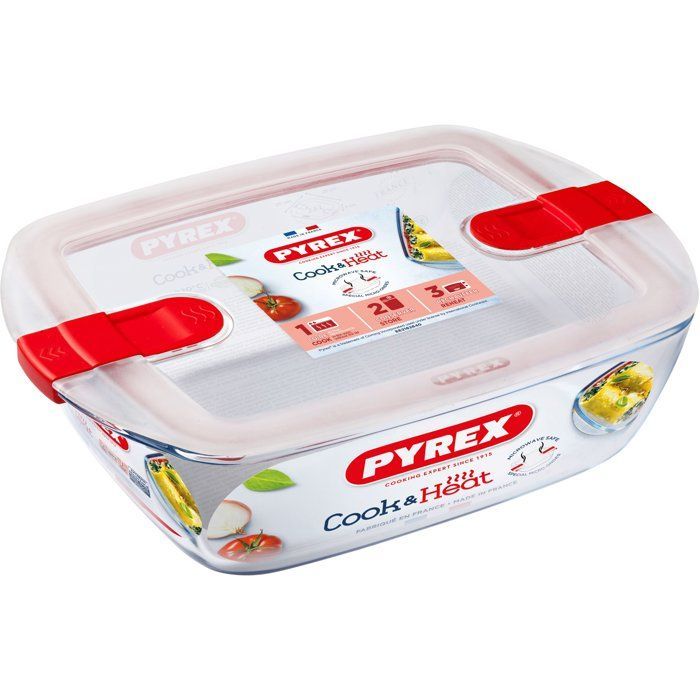 PYREX - COOK & HEAT - Rectangular glass box with lid 23 * 15 cm