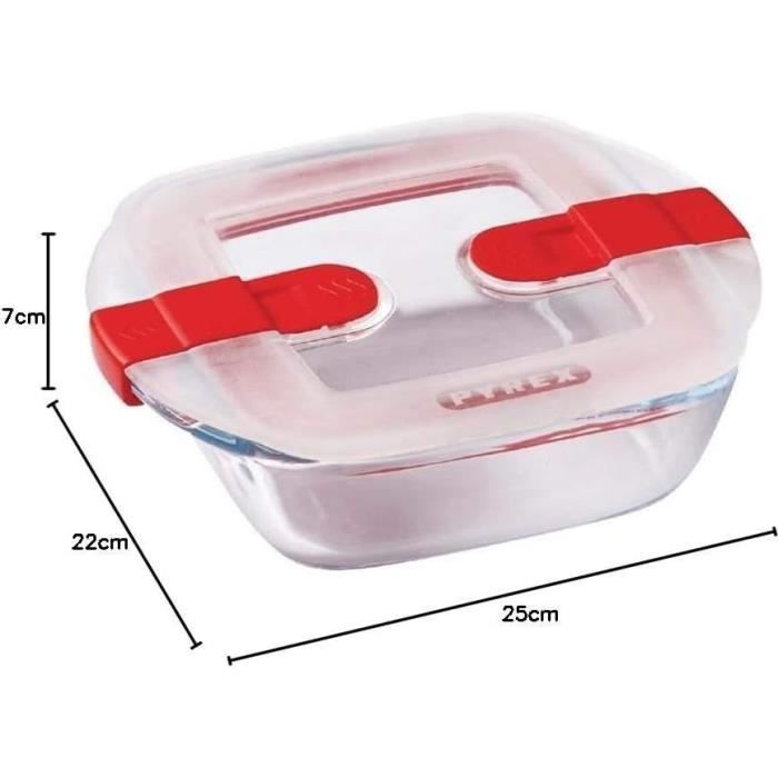 PYREX - COOK & HEAT - Square glass box with lid 25 * 22 cm