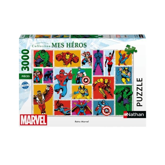 3000 Piece Retro Marvel Puzzle, Adults and Children from 14 Years Old, Premium Quality Puzzle, My Heroes Collection, 12001549, Nathan