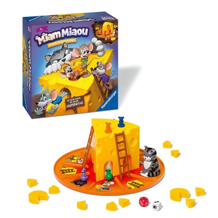Miam Miaou - Ravensburger - The cheese race - Board game Children - 3 levels of difficulty - 2 to 4 players - From 3 years