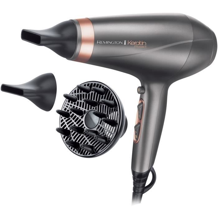 REMINGTON AC8820 Keratin Protect Hair dryer 2200W - 2 concentrators + 1 diffuser - Gray