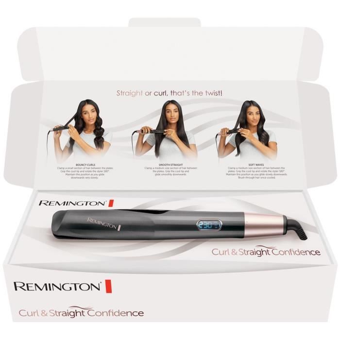 Remington S6606 Curling Iron, Curling Iron, Straightener, Curl Curler Confidence Advanced Cermaic, Tourmaline, Antistatic