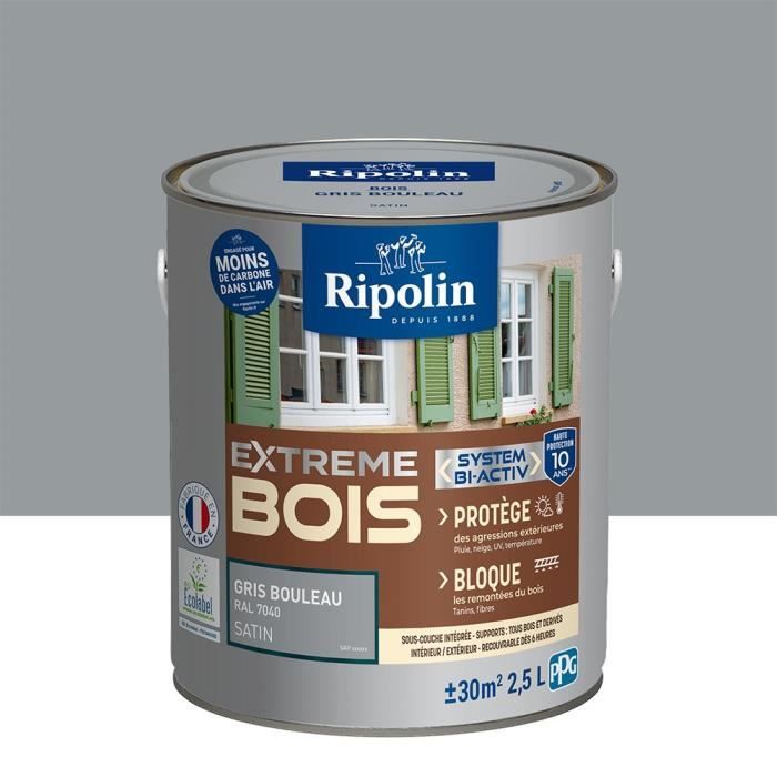 RIPOLIN Interior & Exterior Wood Paint - Birch Gray Ral 7040 Satin, 2.5L
